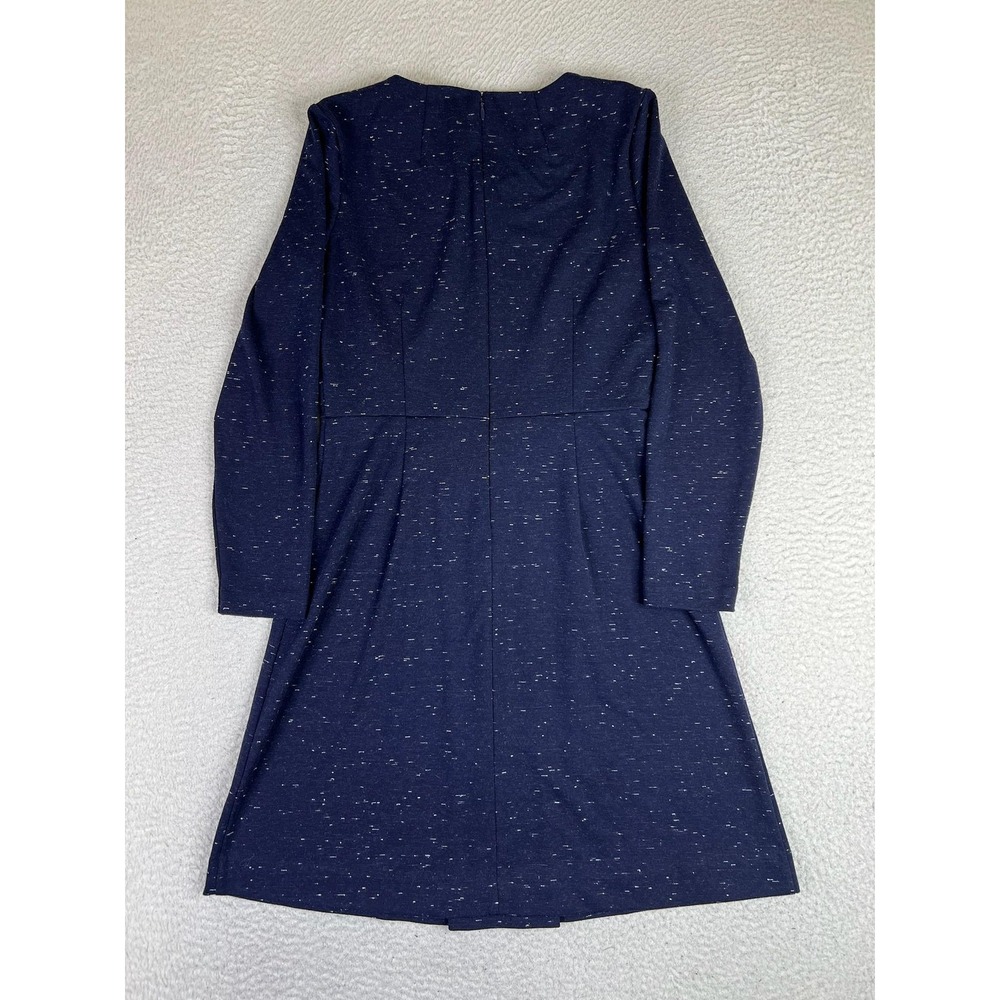 Madewell Womens 4 Blue Knit Fit & Flare Dress Long‎ Sleeve Pleated E6044 - Picture 2 of 11